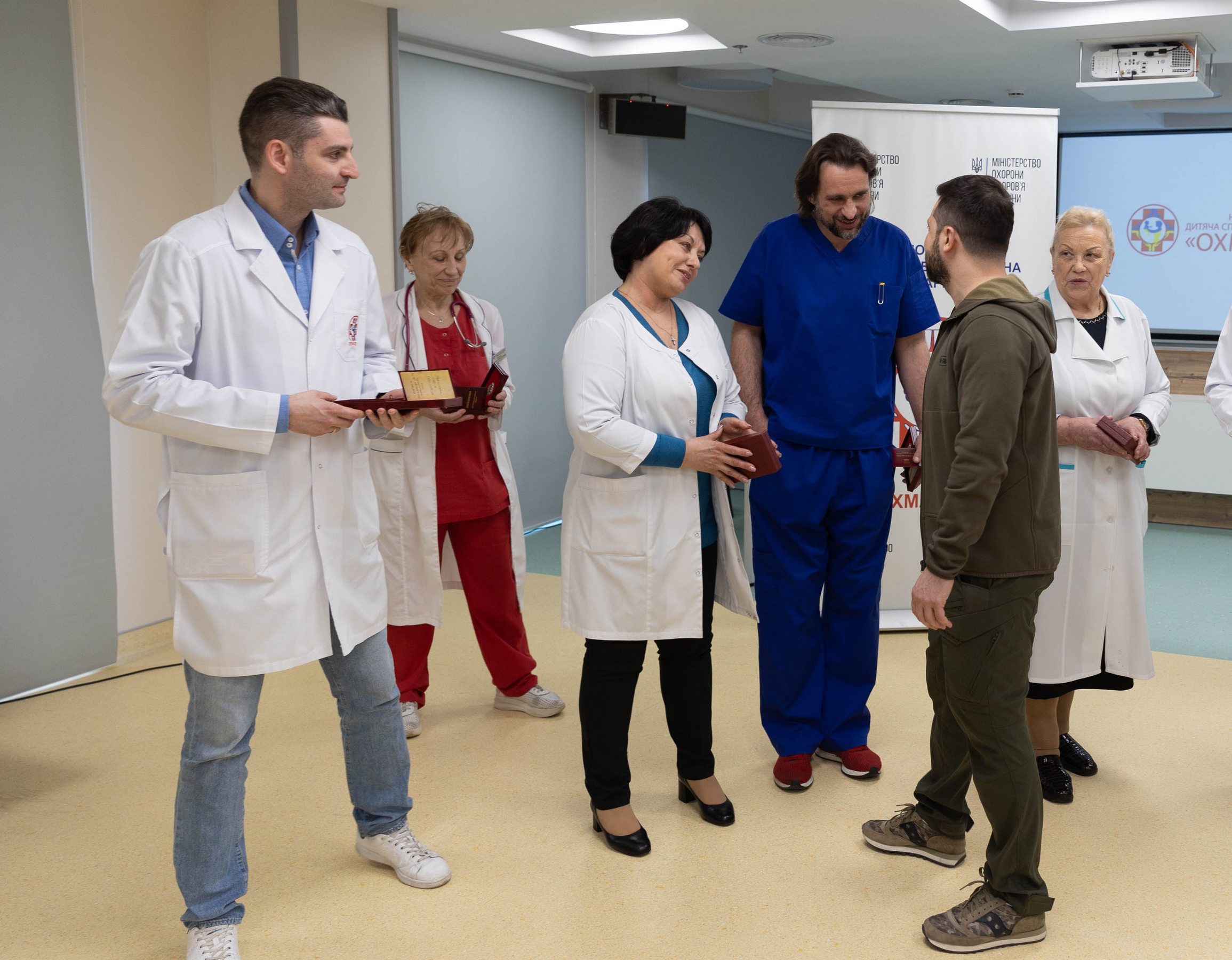 At Okhmatdyt Hospital, Volodymyr Zelenskyy visited two orphans from ...