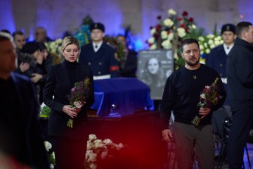 President and First Lady take part in farewell ceremony for head and employees of Ministry of Internal Affairs killed in helicopter crash in Brovary