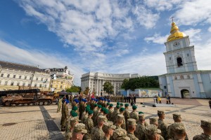 Президент України Володимир Зеленський узяв участь у заході з нагоди Дня Української Державності, що відбувся на Михайлівській площі в Києві, 28 липня 2023 року.