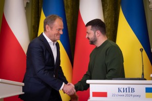 Президент України Володимир Зеленський провів зустріч із Прем’єр-міністром Республіки Польща Дональдом Туском, який прибув до нашої країни з робочим візитом, 22 січня 2024 року. 