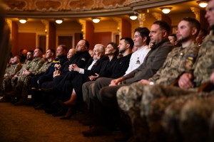 Президент України Володимир Зеленський і перша леді Олена Зеленська взяли участь у церемонії вручення Національної премії імені Тараса Шевченка 2024 року, 9 березня 2024 року. 