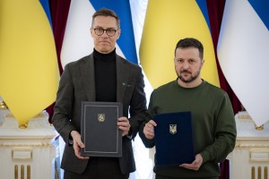 Президент України Володимир Зеленський і Президент Фінляндії Александр Стубб підписали Угоду про співробітництво у сфері безпеки та довгострокову підтримку, 3 квітня 2024 року.