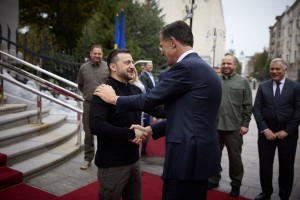 Президент Володимир Зеленський зустрівся з новим Генеральним секретарем НАТО Марком Рютте в Києві, 3 жовтня 2024 року.