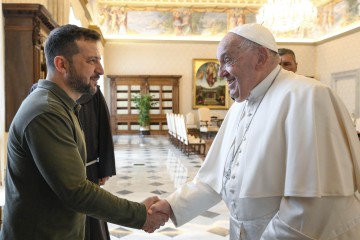 Volodymyr Zelenskyy Meets with Pope Francis in the Vatican