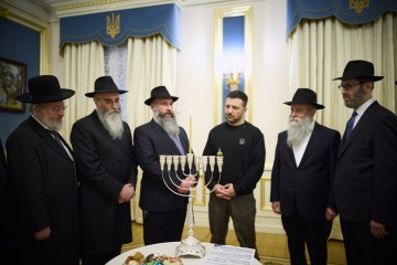 The President Lit Hanukkah Candles with Rabbis